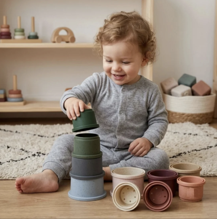 Jucarie Educativa din compozit Stacking House Casuta Si Pahare Stivuibile [8]