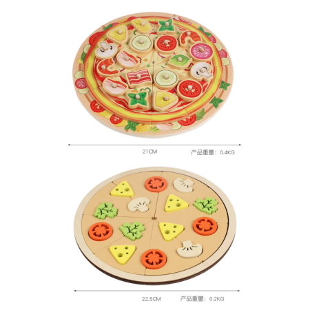 Jucarie educativa Pregateste Pizza, din lemn, 21 cm diametru [3]