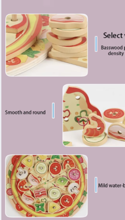 Jucarie educativa Pregateste Pizza, din lemn, 21 cm diametru [5]