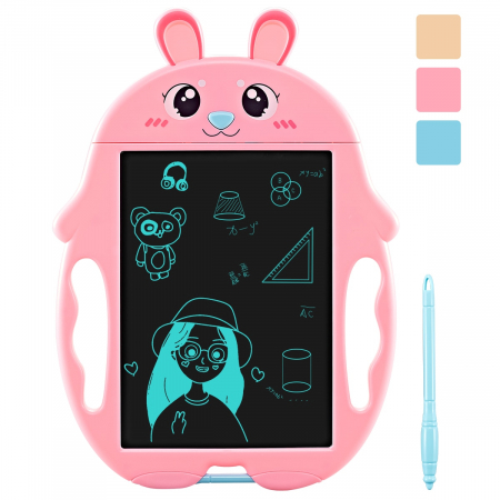 Jocuri si Jucarii - Jucarie educativa Tableta grafica electronica LCD, 9 inch, iepuras, roz