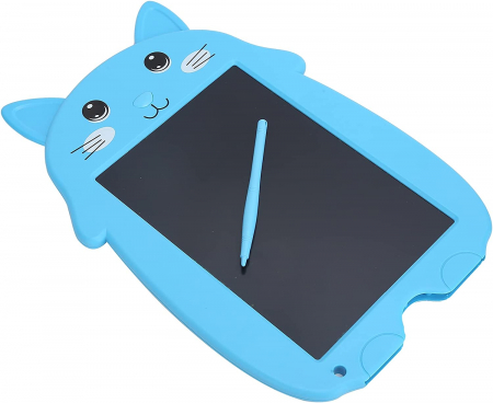 Jocuri si Jucarii - Jucarie educativa Tableta grafica electronica LCD, 9 inch, pisicuta, bleu