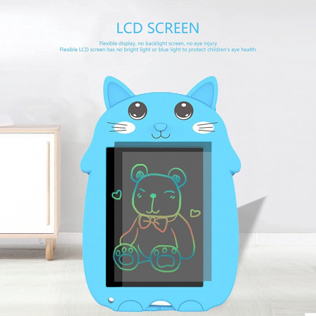 Jucarie educativa Tableta grafica electronica LCD, 9 inch, pisicuta, bleu [2]