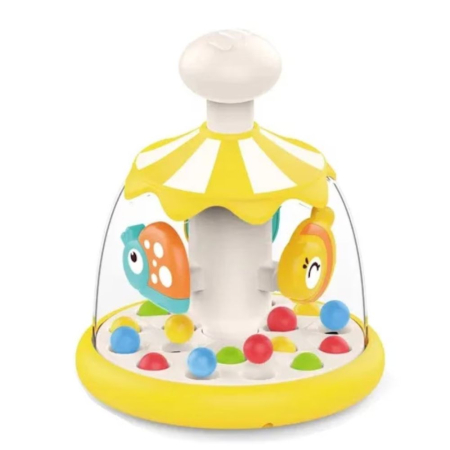 Jucarii pentru bebe - Jucarie interactiva bebelusi Caruselul Rotativ al Pestisorilor, 15x15x20 cm, galben