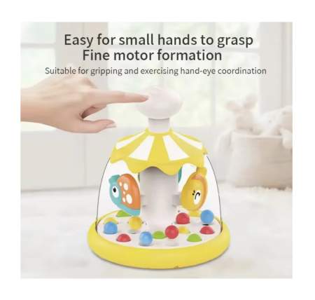 Jucarii pentru bebe - Jucarie interactiva bebelusi Caruselul Rotativ al Pestisorilor, 15x15x20 cm, galben