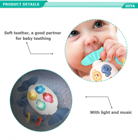 Jucarie interactiva bebelusi, cu muzica, lumini si parti moi de dentitie, bomboana roz [6]