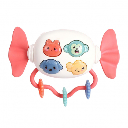 Jucarie interactiva bebelusi, cu muzica, lumini si parti moi de dentitie, bomboana roz [4]