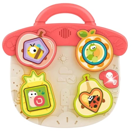 Jucarii de sortat si stivuit - Jucarie interactiva bebelusi – Panou Interactiv Baby BusyBoard, roz, 18 luni+