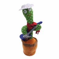 Jucarii din plus interactive - Jucarie interactiva Cactusul dansator cu chitara - danseaza, canta, imita, repeta din material textil