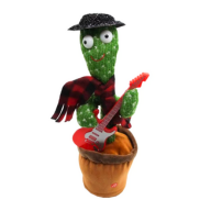 Jucarii din plus interactive - Jucarie interactiva Cactusul dansator cu chitara - danseaza, canta, imita, repeta din material textil