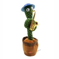 Jucarii din plus interactive - Jucarie interactiva Cactusul dansator cu trompeta - danseaza, canta, imita, repeta din material textil