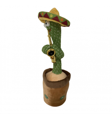 Jucarie interactiva Cactusul dansator cu trompeta - danseaza, canta, imita, repeta din material textil [4]