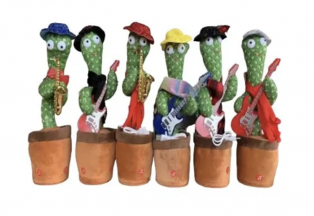 Jucarie interactiva Cactusul dansator cu chitara - danseaza, canta, imita, repeta din material textil [6]