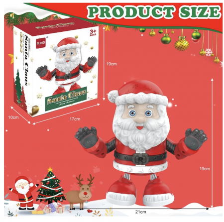 Jucarii interactive - Jucarie interactiva Mos Craciun canta si danseaza, cu lumini