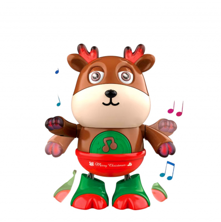 Jucarii interactive - Jucarie interactiva Renul lui Mos Craciun canta si danseaza, cu lumini