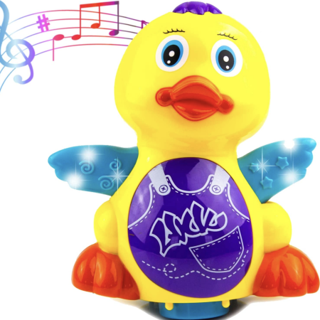Jocuri si Jucarii - Jucarie interactiva muzicala bebe Ratusca dansatoare, 18 cm, 12 luni+