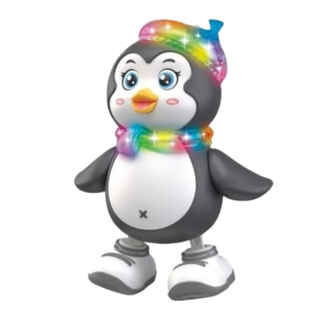 Jocuri si Jucarii - Jucarie interactiva Pinguin dansator cu lumini si sunete, 21x16,5x11 cm, 3 ani+