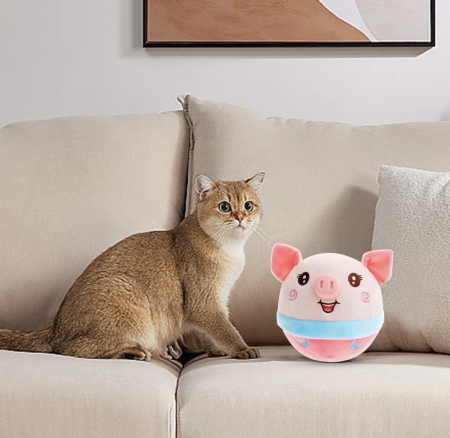 Jucarie interactiva porcusor din plus, 13 cm, cu sunete si functie de sarit, USB [3]