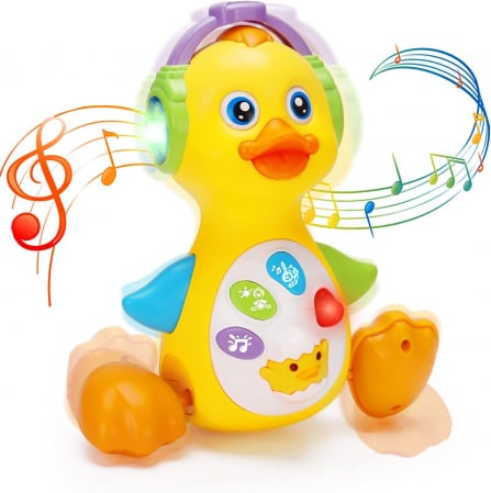 Jucarii interactive bebe - Jucarie interactiva Ratusca DJ canta si danseaza