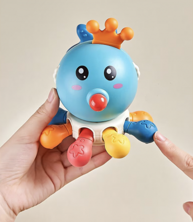 Jucarie interactiva senzoriala 10 activitati pentru bebe Caracatita roiala, albastru [4]