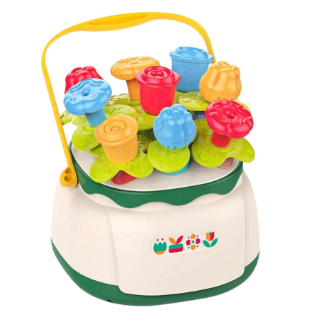 Jucarii pentru bebe - Jucarie interactiva si educativa Cosul de flori – set sortare, gradina si aranjamente florale