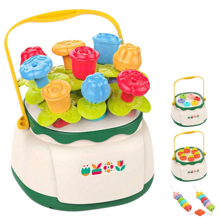 Jucarii pentru bebe - Jucarie interactiva si educativa Cosul de flori – set sortare, gradina si aranjamente florale