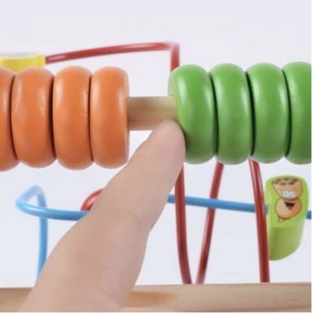 Jucarie labirint spirala cu abac, cu bile de lemn pe sarme, Animale [5]