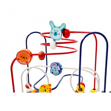 Jucarie labirint spirala cu abac, cu bile de lemn pe sarme, Animale [2]