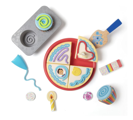 Set De Joaca Din Lemn Tort Aniversar Si Briose Cu Accesorii Decorare Blue's Clues 38 Piese 3 Ani [3]