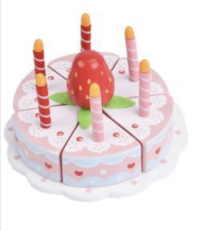 Set Tort Aniversar Din Lemn De Feliat Princess Cake Cu Capsuna Lumanari Si Platou Roz 3 Ani [6]