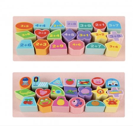 Jucarie Montessori Cub 5 in 1, cu fatete sortatoare de forme si circuit cu bile [15]