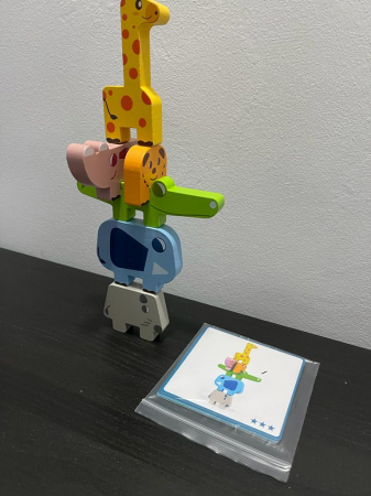 Jucarie Montessori de echilibru, Set 10 animale de stivuit, din lemn [9]