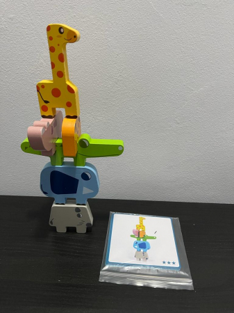 Jucarie Montessori de echilibru, Set 10 animale de stivuit, din lemn [13]