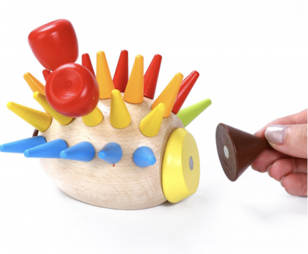 Jucarie Montessori de motricitate fina Ariciul colorat, din lemn [3]