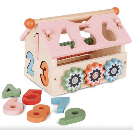 Jucarie multifunctionala Montessori Casuta Educativa cu abac si cifre de sortat [5]