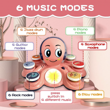 Jucarie Muzicala Interactiva 2 in 1 – Caracatita Roz [4]