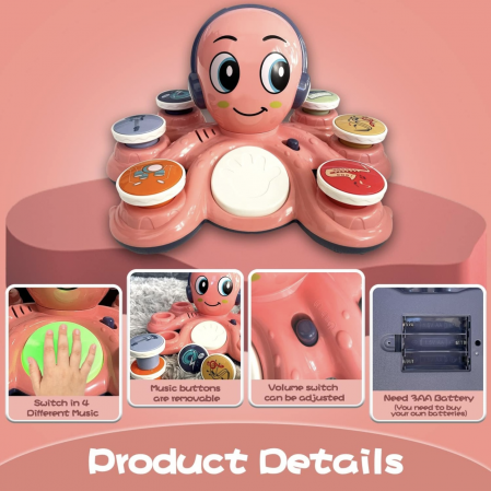 Jucarie Muzicala Interactiva 2 in 1 – Caracatita Roz [3]