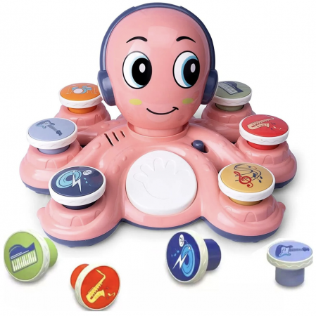 Jocuri si Jucarii - Jucarie Muzicala Interactiva 2 in 1 – Caracatita Roz