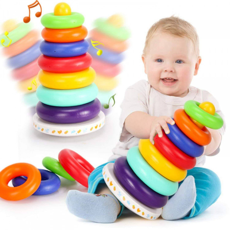 Jucarii interactive bebe - Jucarie muzicala Turnul Curcubeu cu 7 nivele