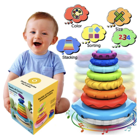 Jucarie muzicala Turnul Stacker Curcubeu cu 7 inele [6]