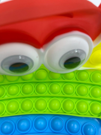 Jucarie POP IT!, GIGANT antistres, din silicon, RAC cu ochi Rainbow, 33 cm [4]