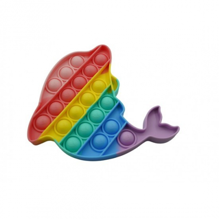 Jucarie POP IT!, MULTICOLOR, antistres, din silicon, DELFIN, 15 cm [4]