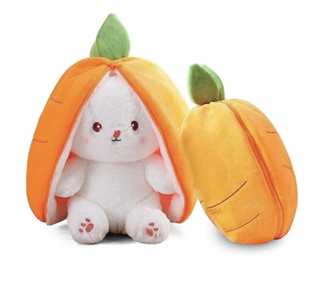 Jucarii din plus interactive - Jucarie reversibila Iepurasul Morcoveata, 18 cm, din plus