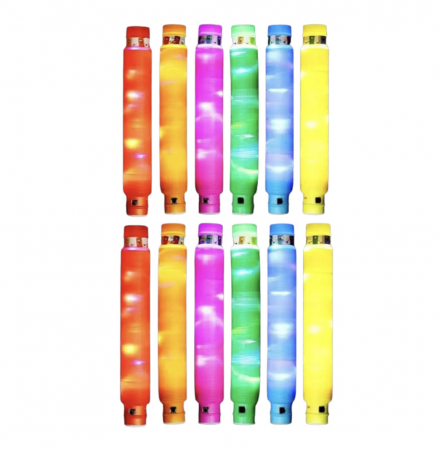 Jocuri si Jucarii - Jucarie senzoriala, antistres, 24 Pop Tubes cu lumini LED