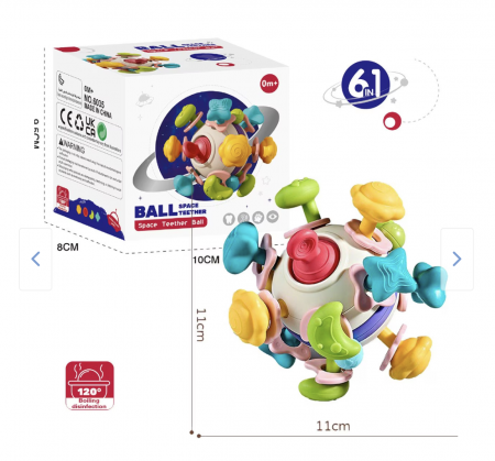 Jucarie senzoriala de dentitie Mingea Spatiala - Space Teether Ball [19]