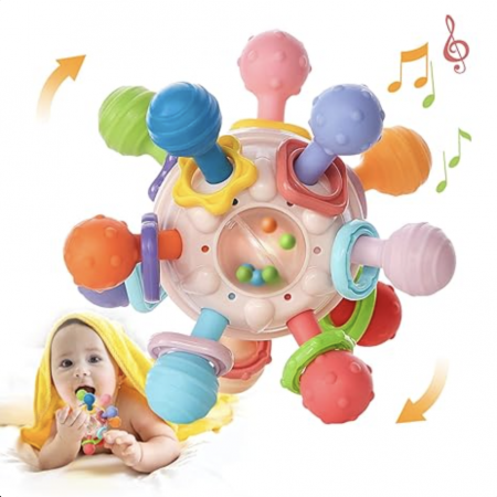 Jocuri si Jucarii - Jucarie senzoriala bebelusi Atomic Ball roz