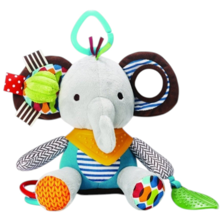 Jocuri si Jucarii - Jucarie senzoriala cu elemente zornaitoare si dentitie Elefantel, 6 luni+
