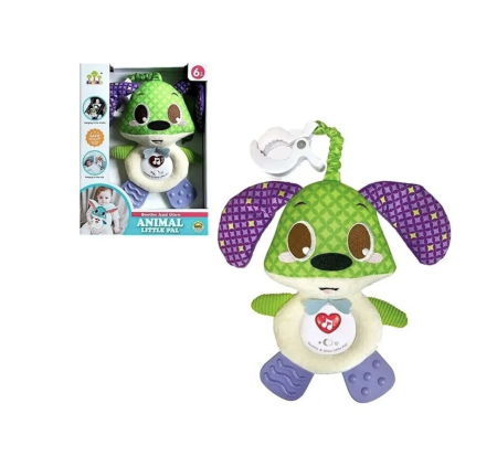 Jucarii pentru bebe - Jucarie senzoriala din plus pentru bebelusi – Catelus multicolor cu lumini si sunete, 25 cm - Copie