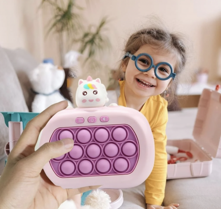 Jucarie senzoriala inteligenta Pop It cu lumini - Consola Interactiva Unicornul roz [5]