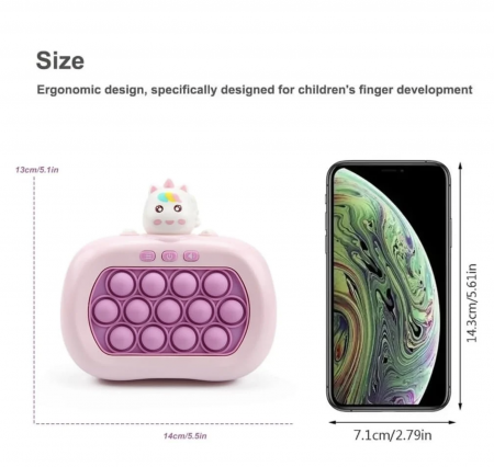 Jucarie senzoriala inteligenta Pop It cu lumini - Consola Interactiva Unicornul roz [6]