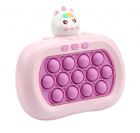Jucarii interactive - Jucarie senzoriala inteligenta Pop It cu lumini - Consola Interactiva Unicornul roz